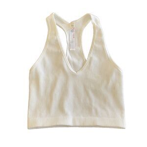 Free People Movement Unlined Cropped Tank White Ribbed Racerback Women XS
